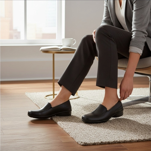 Naturalizer Crayton LEATHER Oxford Loafers Moccasins Slip On Shoes 8 M BLACK - Picture 2 of 15